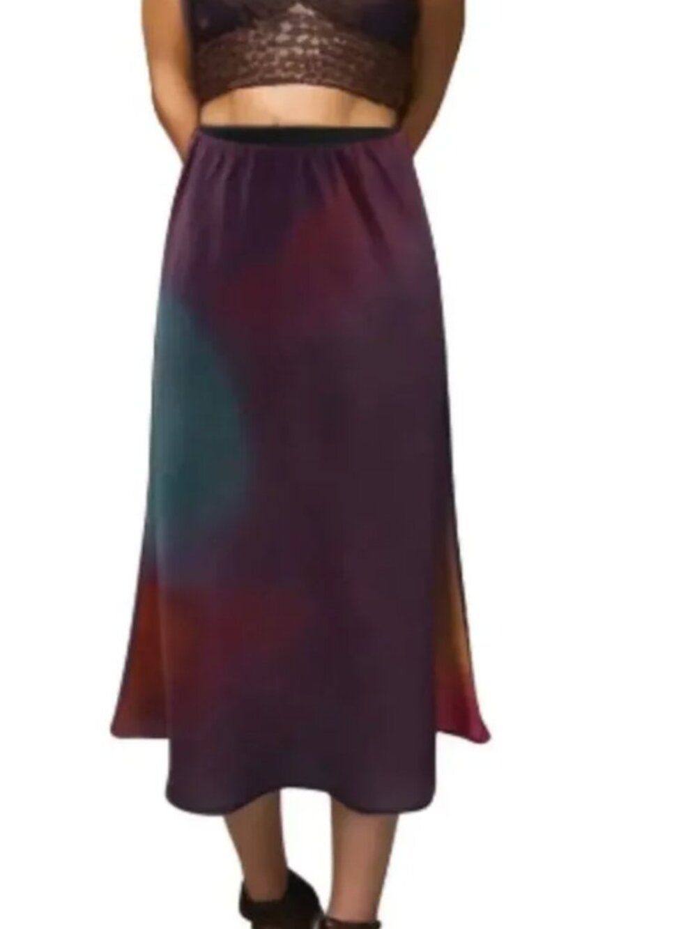 Women's Ombre Midi Skirt in Burgundy and Red